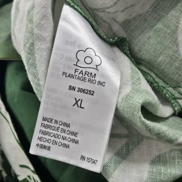 Farm Rio Macaw Elegance Romper Green White Women's XL Palm Print NEW FLAWS